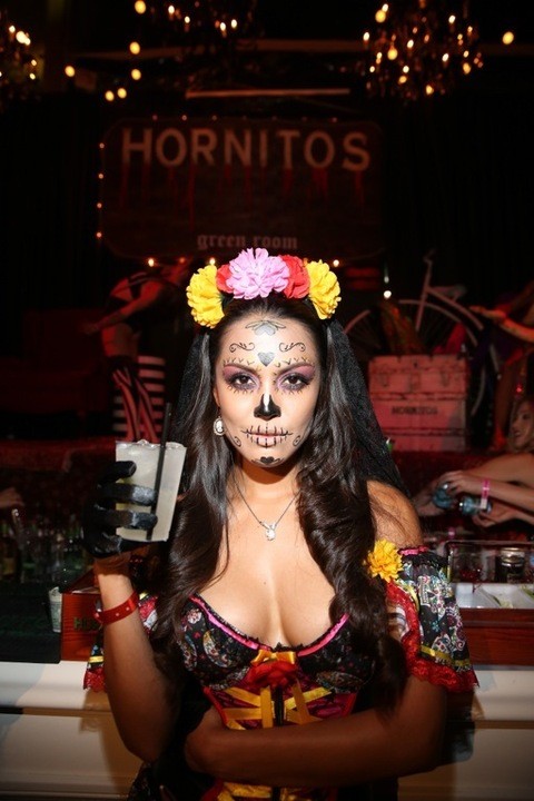 LOS ANGELES, CA - OCTOBER 24:Playmate Raquel Pomplun attends the annual Halloween Party, hosted by Playboy and Hugh Hefner, at the Playboy Mansion on October 24, 2015 in Los Angeles, California.(Photo by Jonathan Leibson/Getty Images for Playboy)