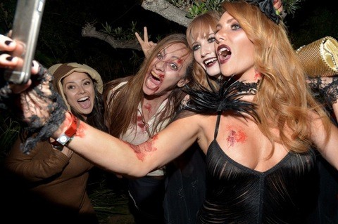 LOS ANGELES, CA - OCTOBER 24:(L-R) Playmates Pilar Lastra, Dominique Jane, and Gia Marie attend the annual Halloween Party, hosted by Playboy and Hugh Hefner, at the Playboy Mansion on October 24, 2015 in Los Angeles, California.(Photo by Charley Gallay/Getty Imagesfor Playboy)
