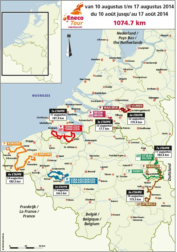 etappeschema eneco tour 2014 kaart route