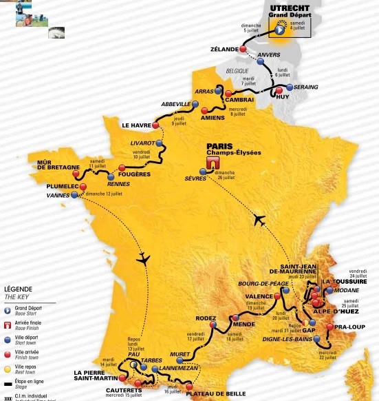 Etappeschema Tour de France 2015