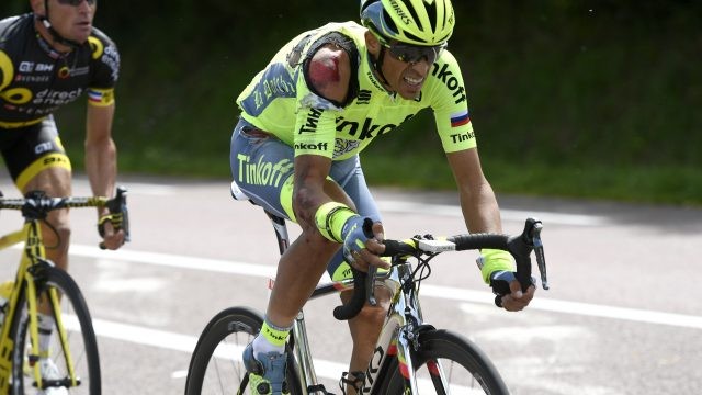 Utah Beach - France - wielrennen - cycling - radsport - cyclisme - Alberto Contador Velasco (Spain / Team Tinkoff - Tinkov) pictured during stage 1 of the 2016 Tour de France form Mont-Saint-Michel - Sainte-Marie-du-Mont (Utah Beach) - photo Pool by Jerome Prevost/Cor Vos © 2016