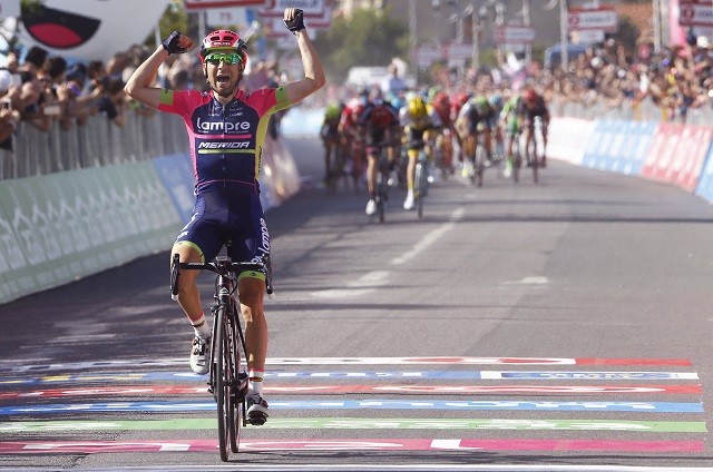 Diego Ulissi won in zijn carrière al zes etappes in de Giro d'Italia.
